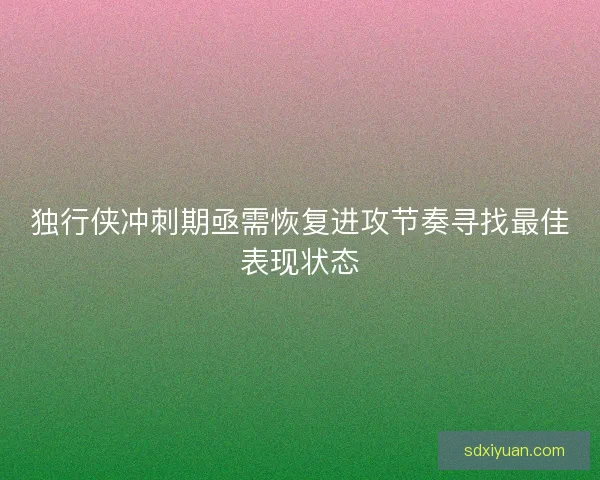 独行侠冲刺期亟需恢复进攻节奏寻找最佳表现状态