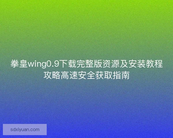 拳皇wing0.9下载完整版资源及安装教程攻略高速安全获取指南 拳皇wing0.9下载完整版资源及安装教程攻略高速安全获取指南