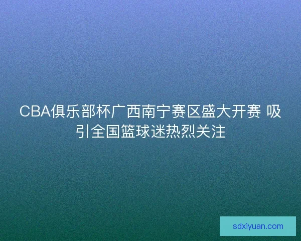 CBA俱乐部杯广西南宁赛区盛大开赛 吸引全国篮球迷热烈关注